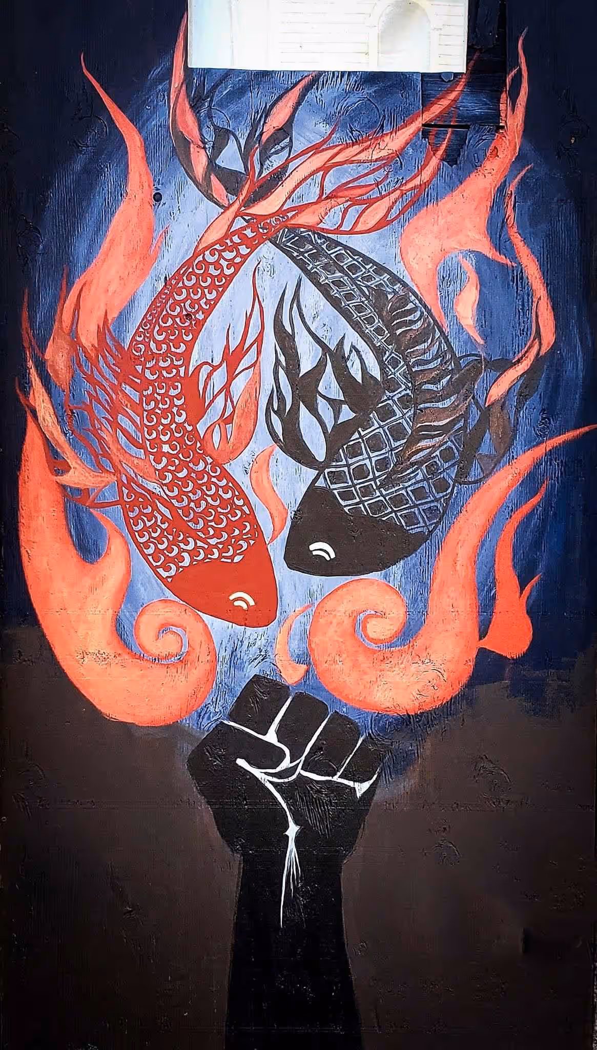BLM Mural detail 2, Oakland 2020 — public artwork by Wanli Wang